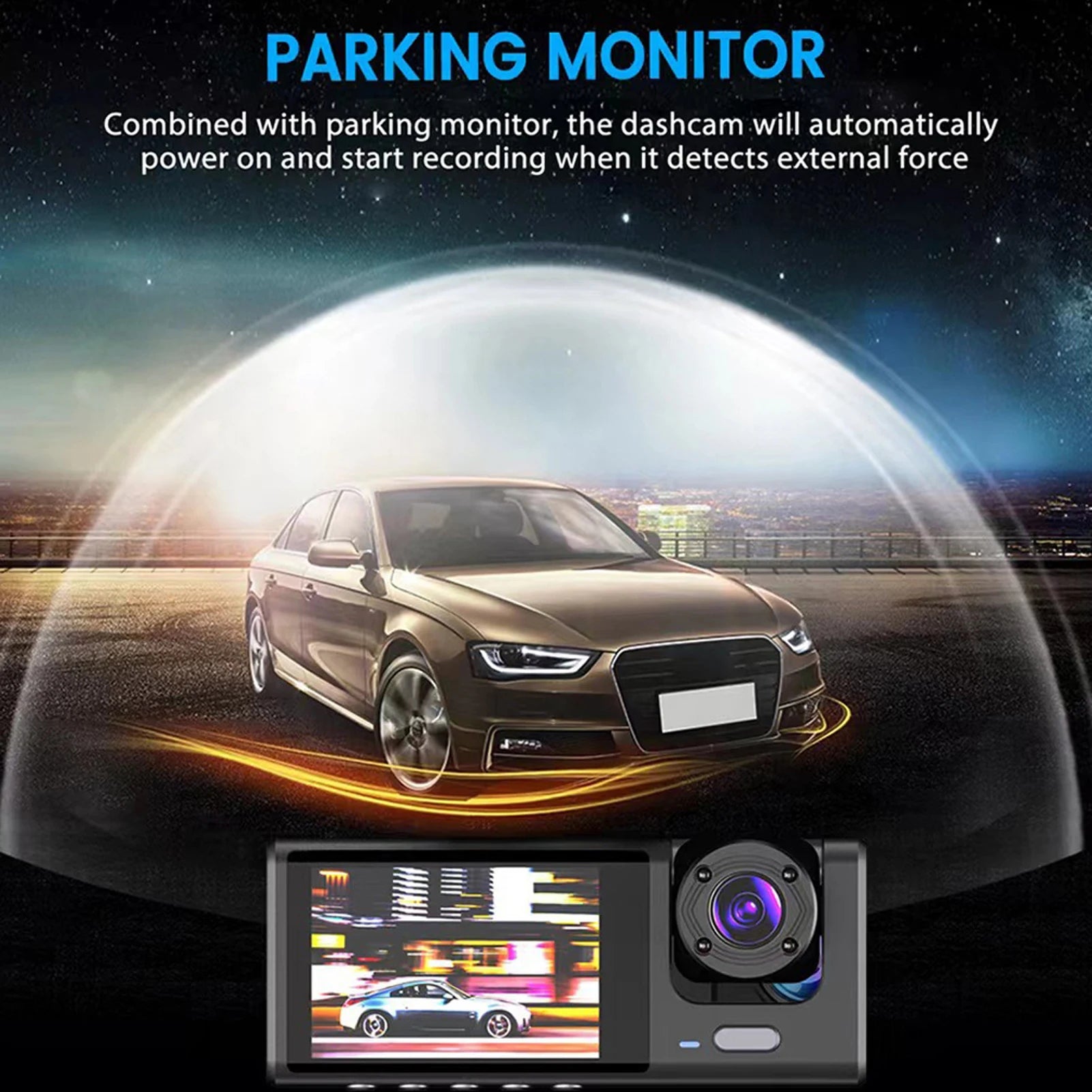3 Cameras Dash Cam Multi-Language Clear Car Rearview Mirror Car Video Recording Camcorder Wide Angle Car Camera Recorder WIFI