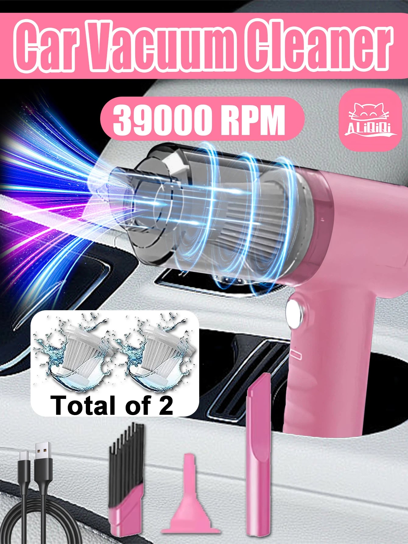 2 IN 1 Car Vacuum,  Portable Mini Cordless Cleaner, Handheld Vacuum For Home, Car, Office Desk, Powerful Suction