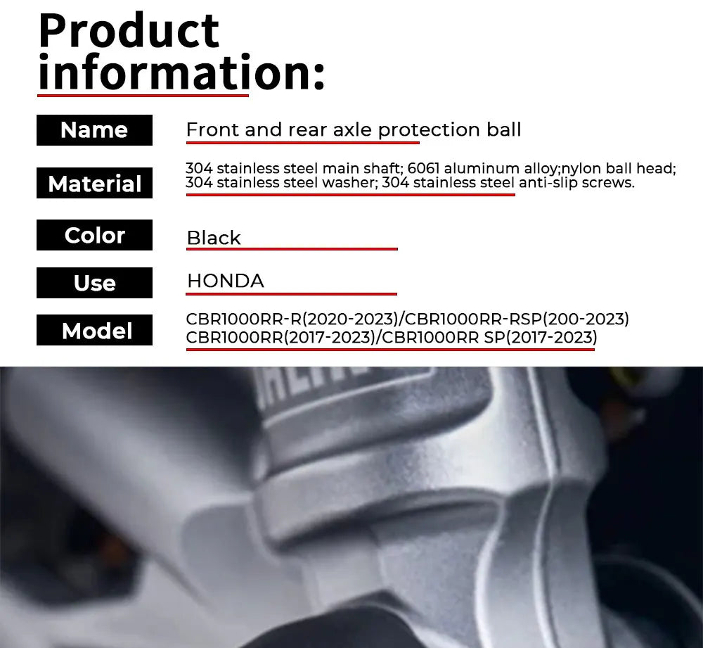 Anti-collision Slider Accessories For HONDA Motorcycle Front Rear Axle Fork Crash Slider Parts accesorios CBR1000RR 2017-2023