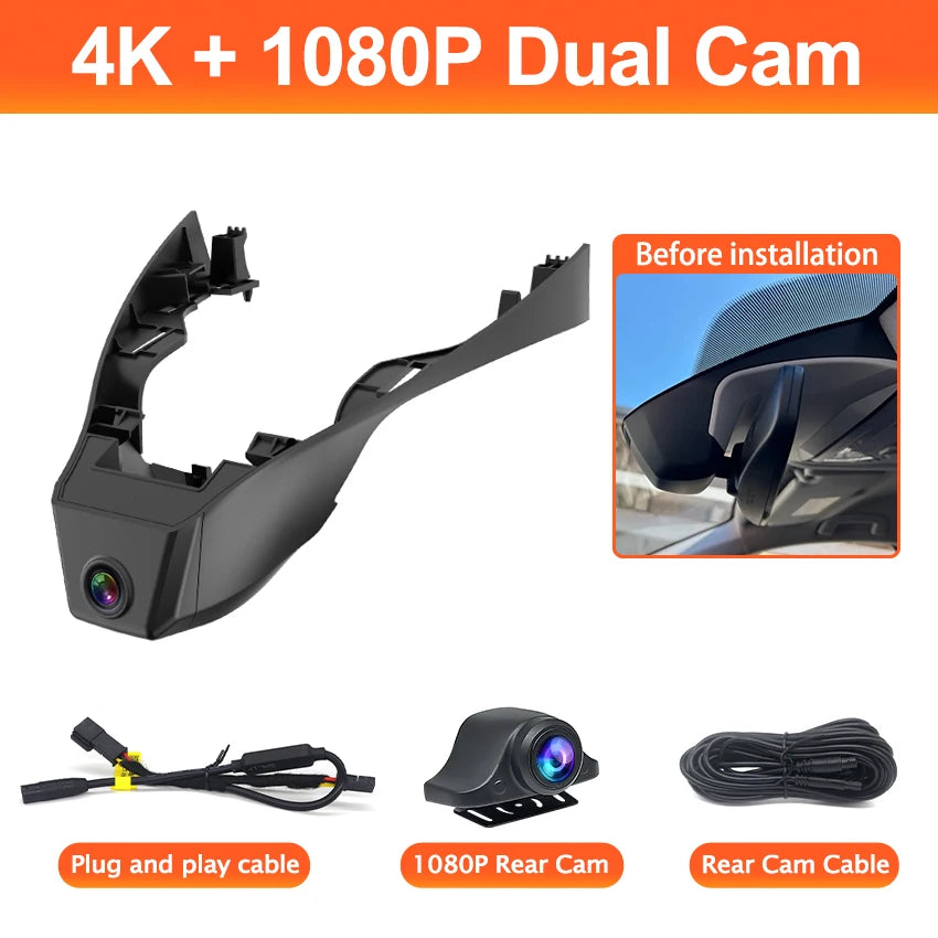 4K Dashcam For VW For Volkswagen T-Roc T Roc Troc 2017 to 2024 2025,Wifi Dash Camera Dash Cam for Car Vehicle Video Recorder