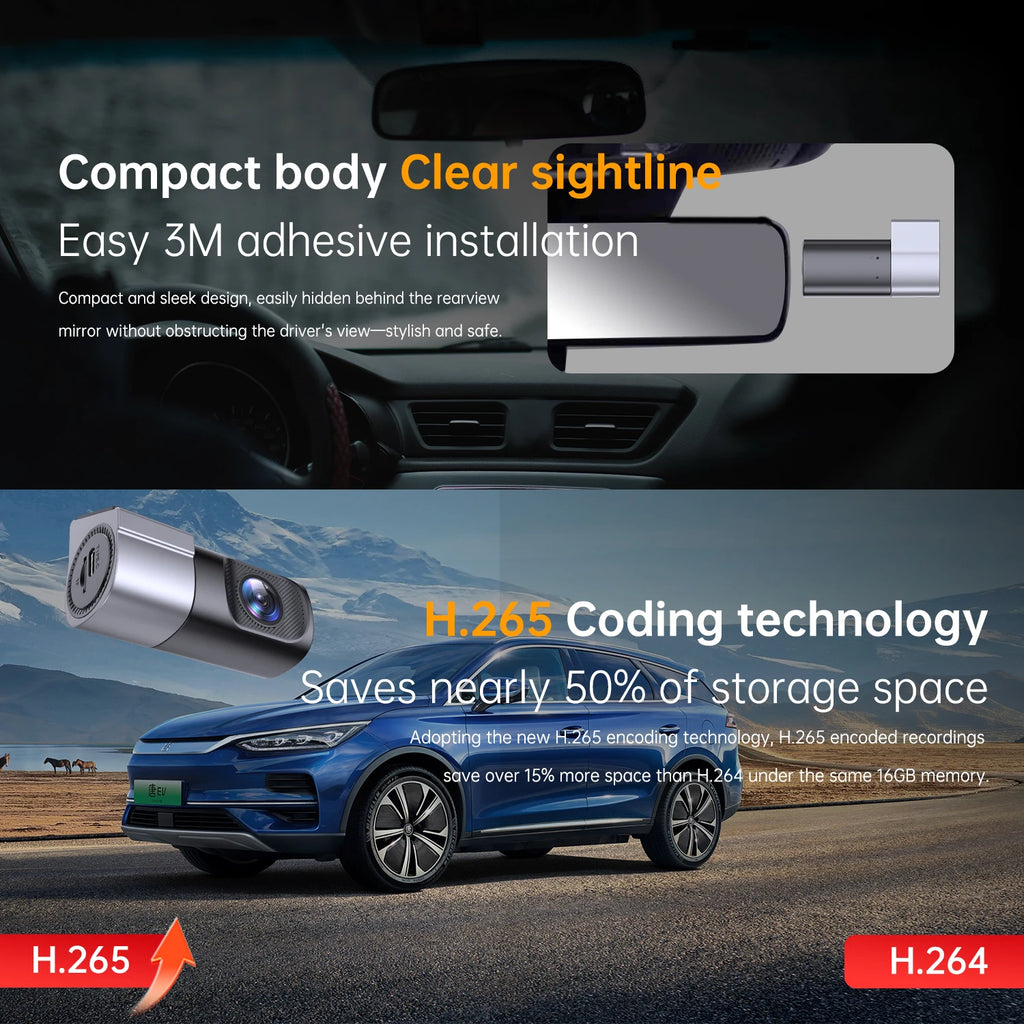 1080P HD Dash Camera NEW Vehicle Recorder WiFi DashCam Smart Car Video Recorder APP Control 360° Rotation Car DVR Front View Cam