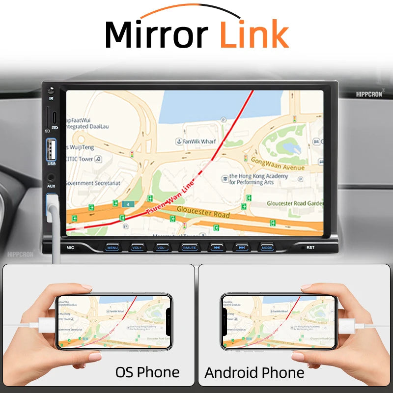7inch Carplay Android Auto 1 Din Car Radio MP5 Multimedia Player Touch Screen FM Aux Input Bluetooth USB MirrorLink Universal