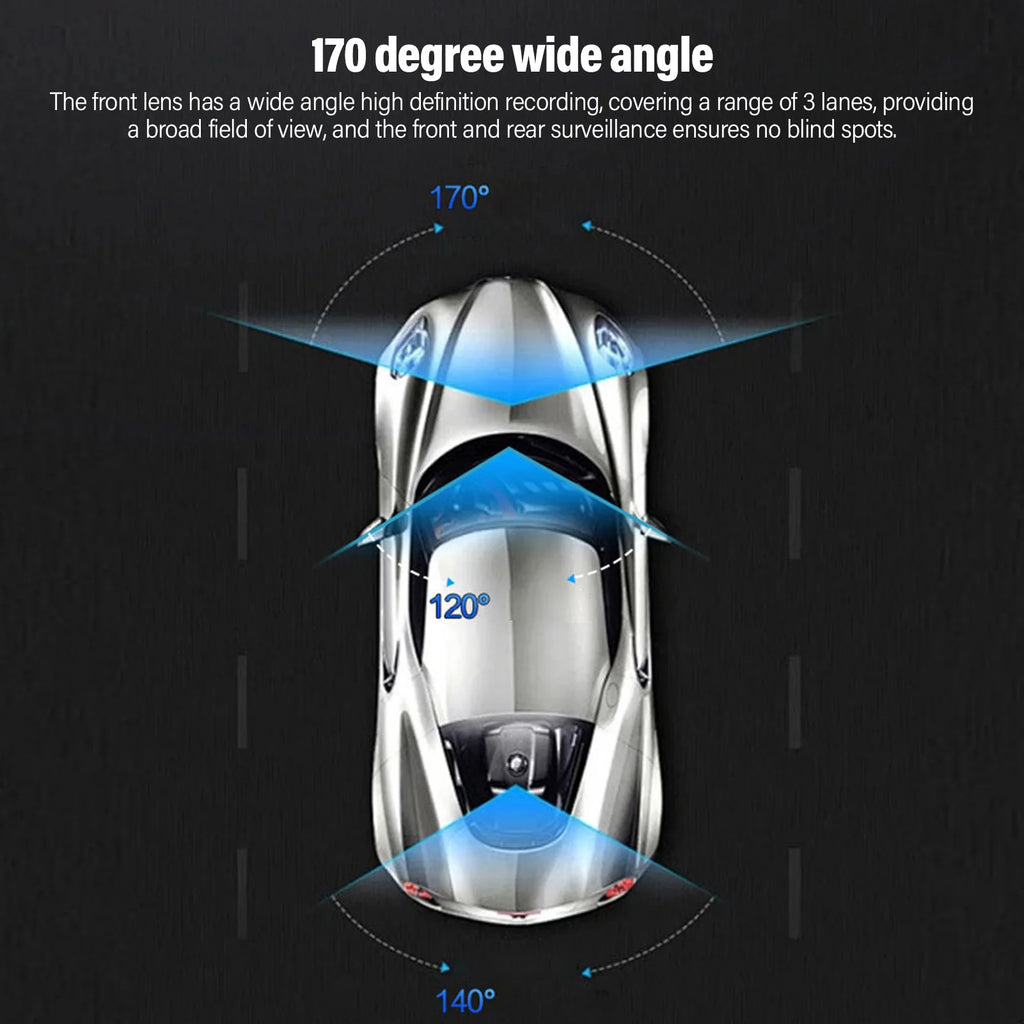 Car Camera Recorder 3 Channel Dash Cam 1080P Dash Camera Wifi Triple Car Camera with 32GB Card 2 Inch LCD Display 150mAh Battery