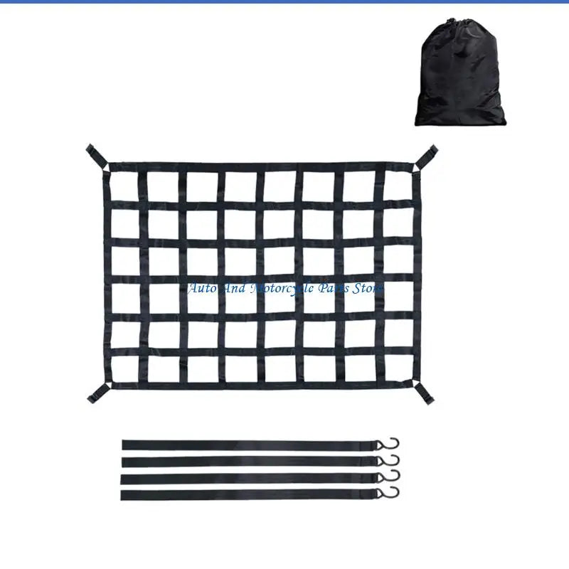 P9FD Truck Bed Cargo Net Tear Resistant S Hook Design For Secure Load Transport