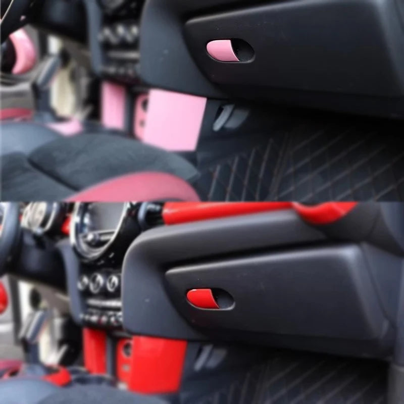 For MINI ONE Cooper S F55 F56 F57 Car Passenger Storage Compartment Handle Decorative Sticker Interior Modification Accessories