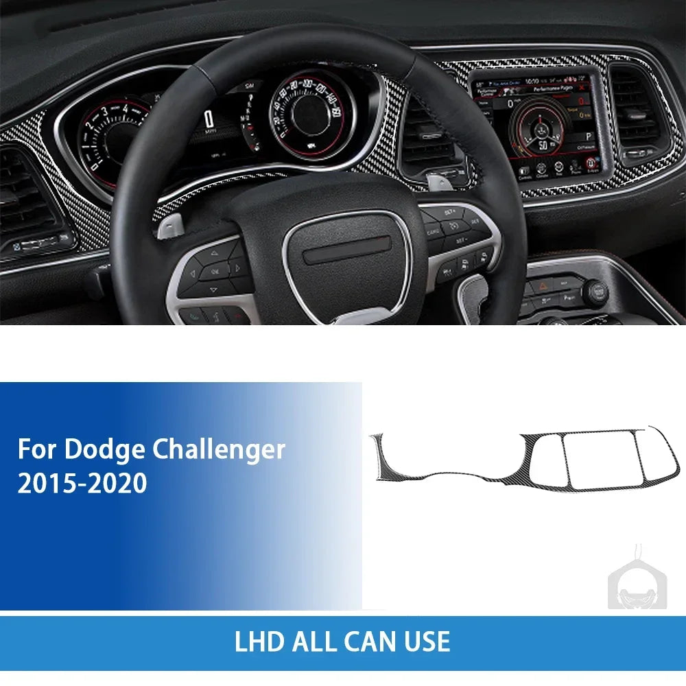 For Dodge Challenger 2015-2020 Accessories Carbon Fiber Car Interior Speedometer Surround Panel Trim Sticker