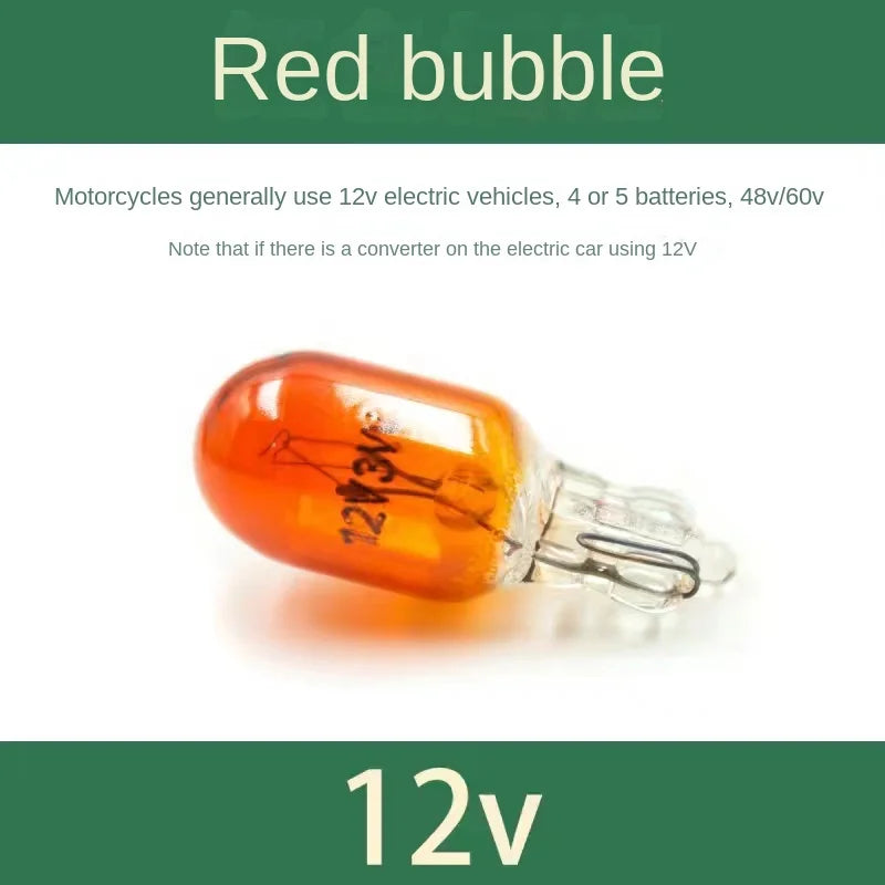 35pcs Electric Vehicle 12V, 55V-48-60v -3W, 70V-72v Steering Instrument Bulb Lamp / Plug Bubble Red, Transparent