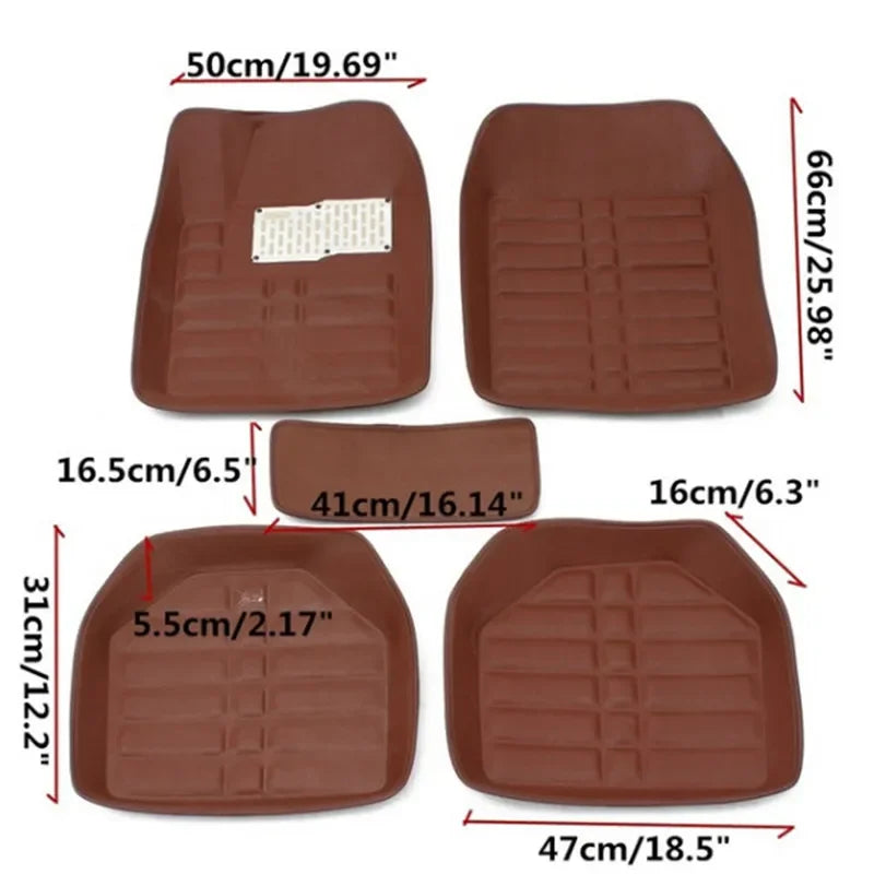 5PCS Universal Car Auto Floor Mats Floor Liner Front&Rear Waterproof Anti-Slip Set Floor Liner Mat Carpet All Weather Mat