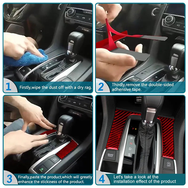 New Car Interior Decoration Carbon Fiber Red Sticker For ACURA TL 2009 2010 2011 2012 2013 2014 Auto Accessories