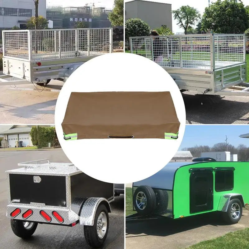 Trailer Cover RV Camping Trailer Flat Tarpaulin UV Protection Waterproof Trailer Rv Cover For Other Vehicle And Car Trailer