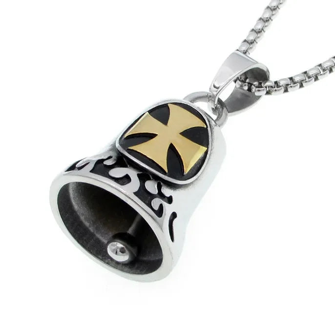 Collar con colgante de campana de calavera dominante punk retro adecuado para hombres, accesorios de ciclismo y motocicleta, regalo