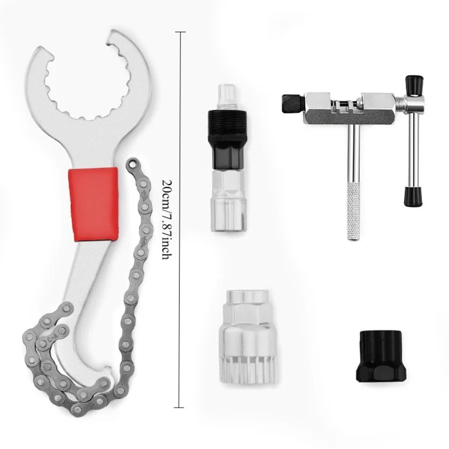 Multi-Functional Bicycle Repair Tool Kit - Includes Crank, Flywheel, Derailleur Hanger Wrenches & Chain Breaker