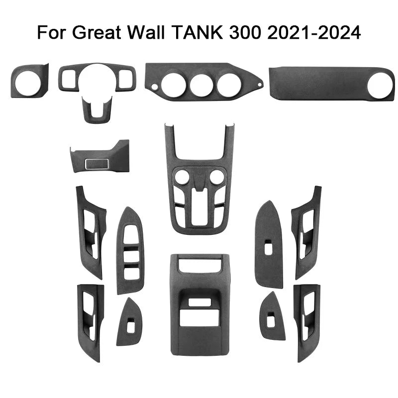 For Great Wall TANK 300 2021-2024 Interior Suede Accessories, Car Center Console AC Gear Shift Panel Air Outlet Trim Frame Cover
