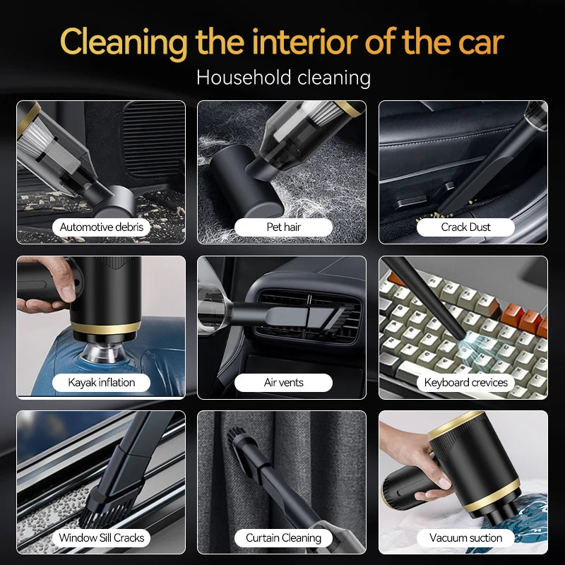 Cordless Car Vacuum Cleaner 51000RPM Strong Suction,4-in1 Blower/Dust Extractor,AI Power Saving,USB Rechargeable,Compact for Car