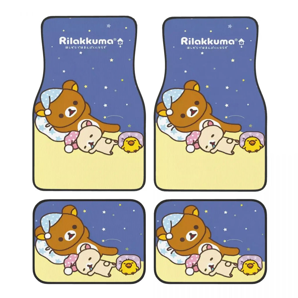 Rilakkuma Car Floor Mats Carpet Set of 4 Anti-Slip Universal Automotive Floor Mat Fit for Mid Trucks