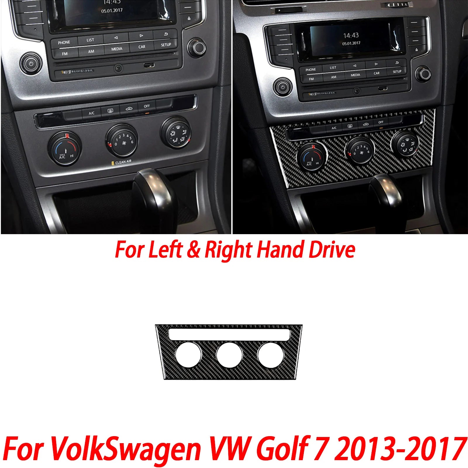 For VW Golf 7 GTI Mk7 2013-2017 Car Interior Accessories Cup Holder Frame Console AC CD Control Cover Gear Shift Panel Sticker