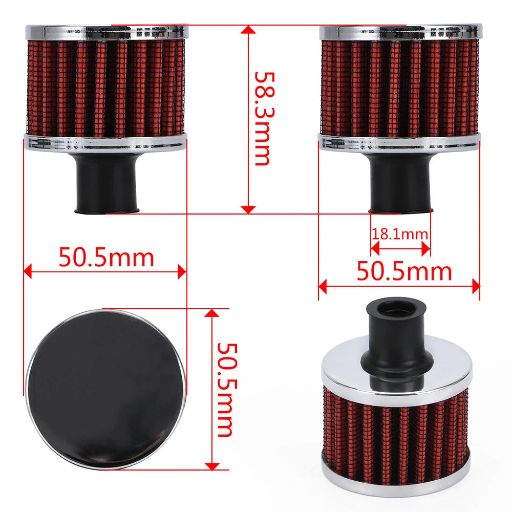Car Universal 12mm Car Air Filter for Motorcycle Cold Air Intake High Flow Crankcase Vent Cover Mini Breather Filters