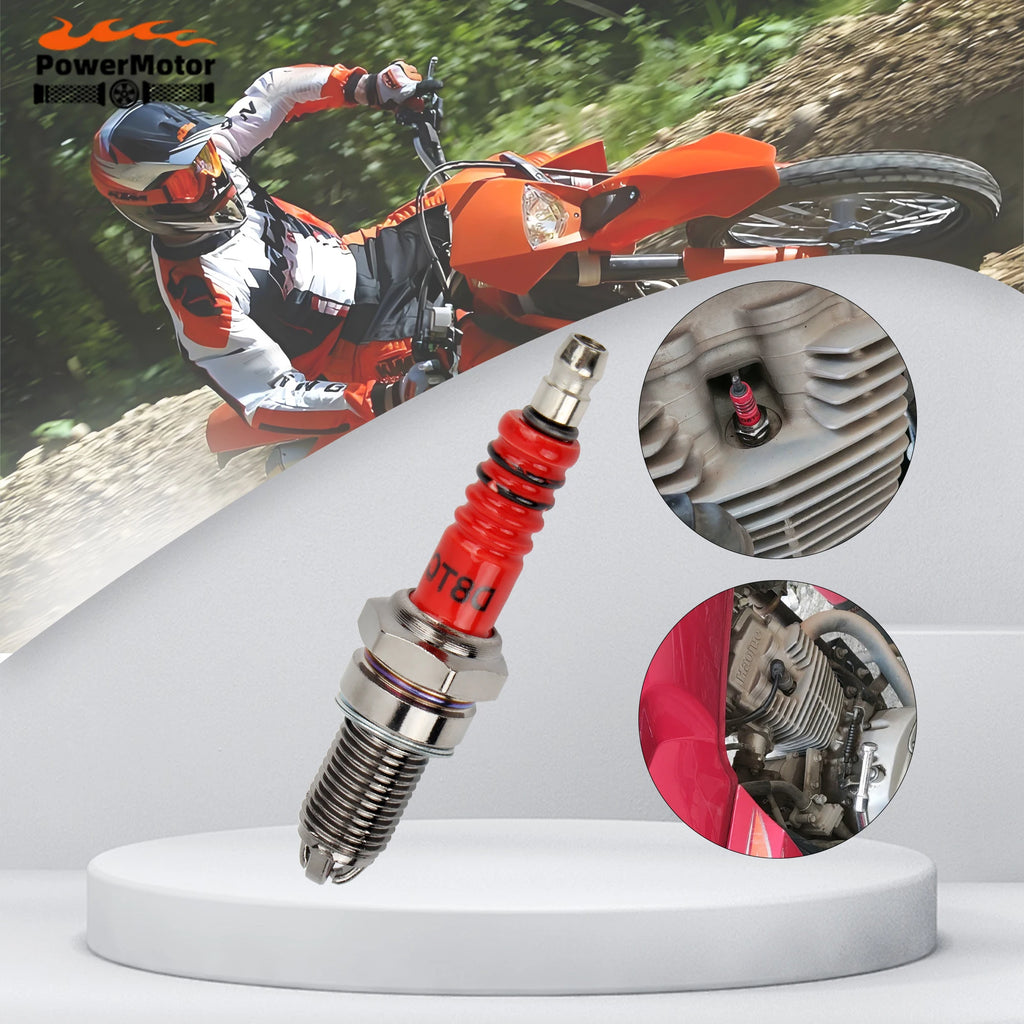 1/2Pcs Racing Spark Plug 3 Triple Electrode D8TC For ATV 50cc-150cc Scooter Dirt Bike Go Kart Atv Scooter Motorcycle Ignition