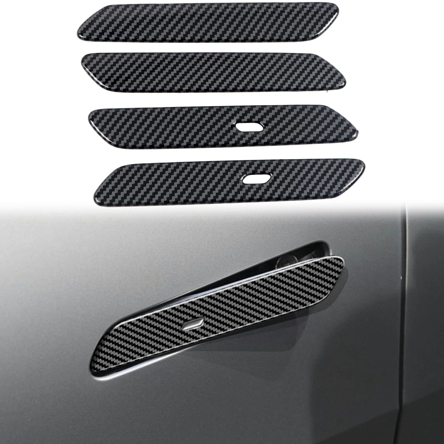 Car Accessories For Kia EV6 2021 2022 2023 2024 2025 ABS Carbon Fiber Style Exterior Door Handle Decoration Cover Trim 4pcs