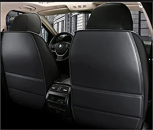 Seat Covers Auto Front and Rear Full Set 5-yangats Car Cushions,Black and Red PU Leather