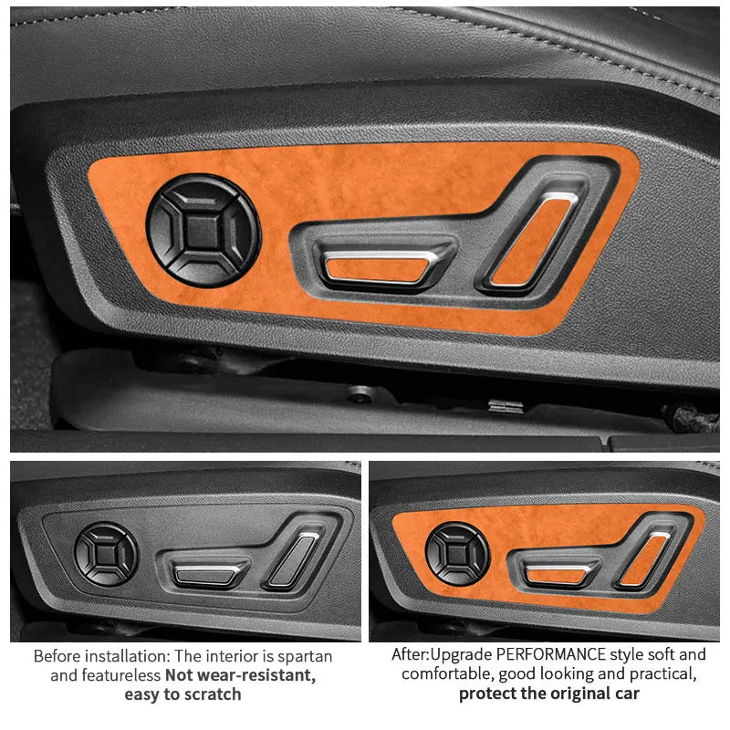 For Audi C8 A6 A7 S6 S7 (2019-2025) Made of Alcantara Seat Adjustment Buttons Panel Trim Sticker Car Interior Tuning Accessory