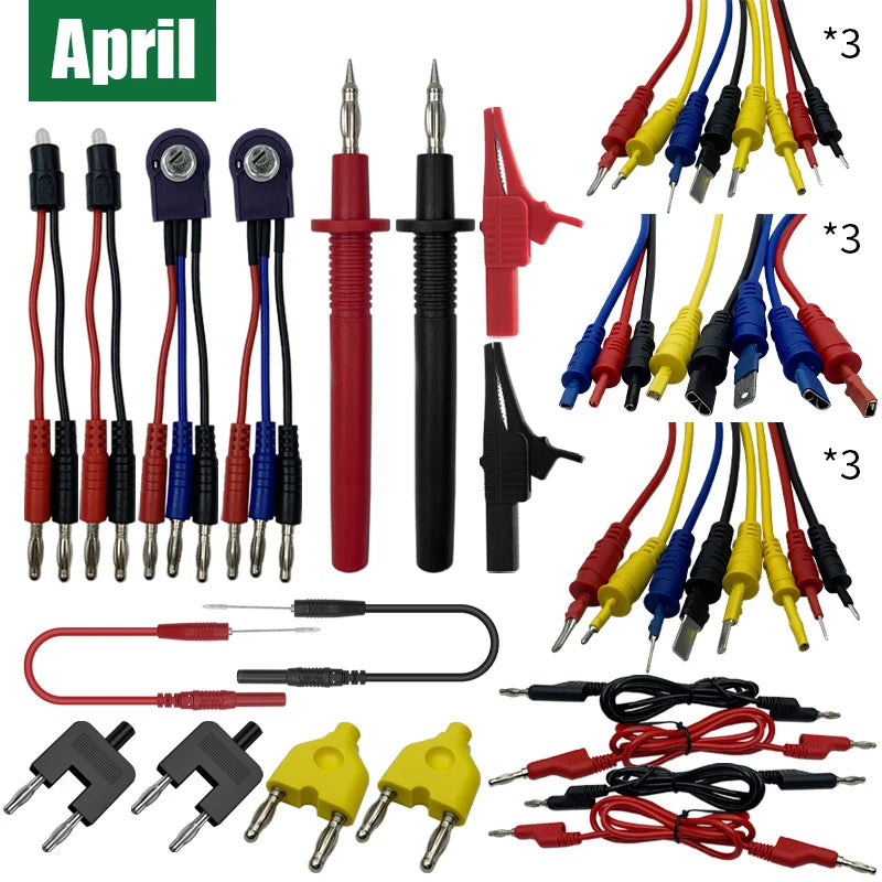 Juego completo de cables de prueba para circuitos automotrices, kits de prueba de multímetro, cables de prueba, cables multifunción, 92 piezas