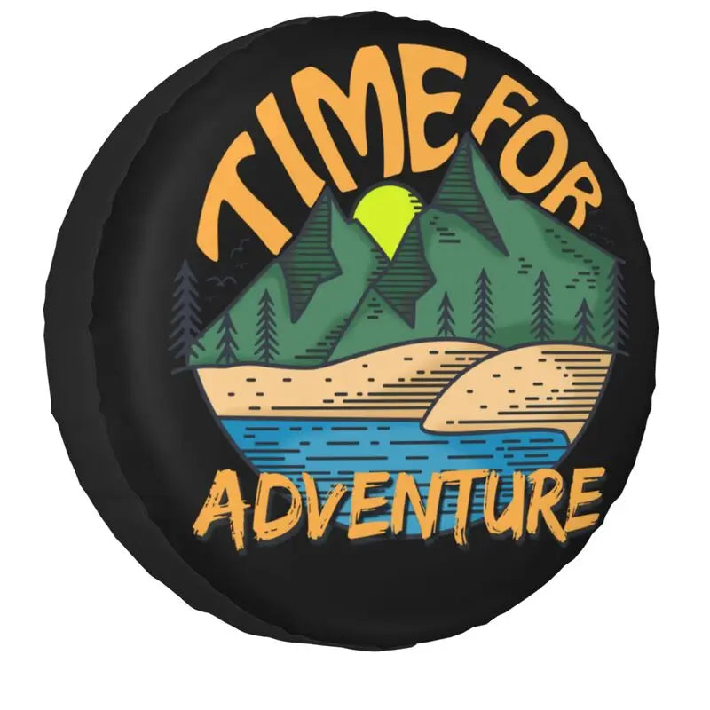 Funny Adventure Camper Travel Tire Cover for Car Wheel Protector Covers Universal for Trailer SUV Truck Camper Travel Trailer