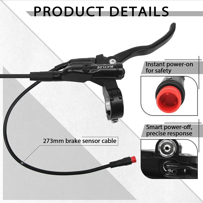 BUCKLOS Electric Bike Hydraulic Brakes Power Off Electric Scooter Brake Set 2 Piston E-Bike Disc Brake Set Folding Bike Brakes