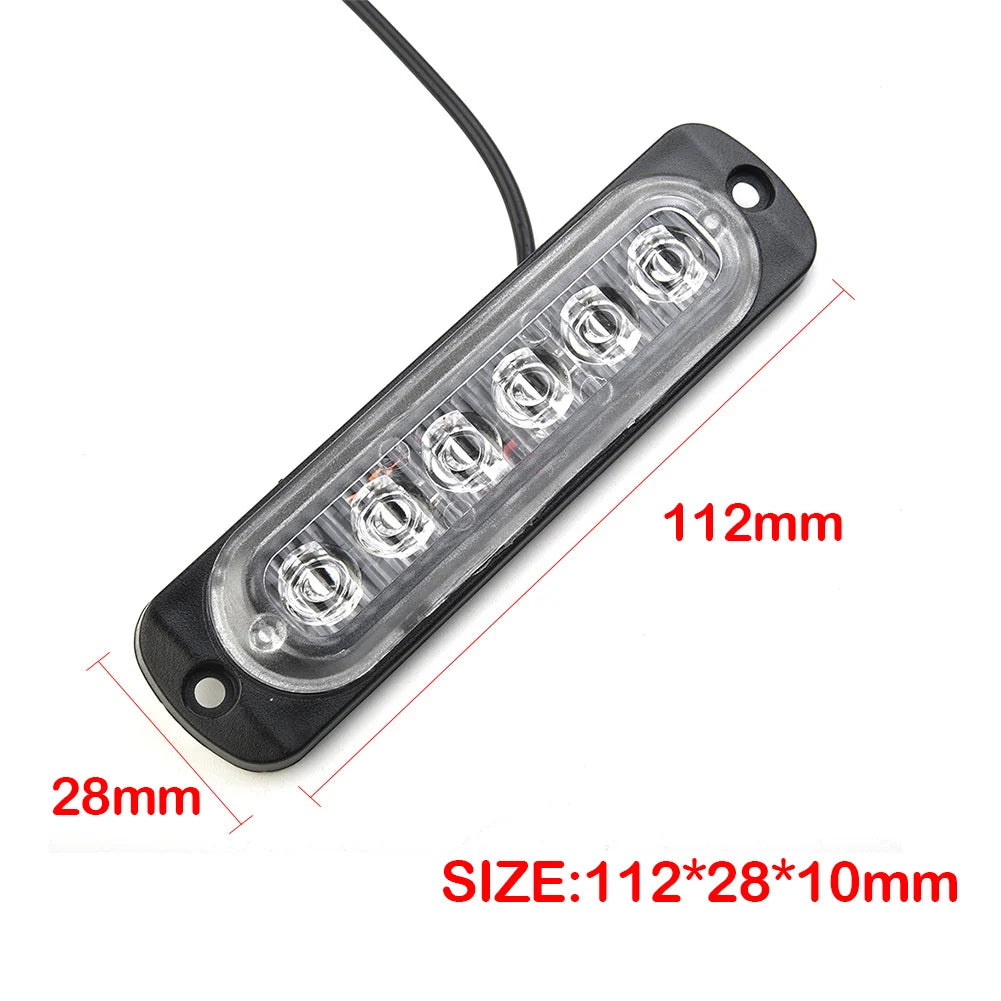6LED Car LED Work Light DC 12-24V 18W Red Car Truck Safety Urgent Always Bright Light Lamp Working Fog Light Car Accessories