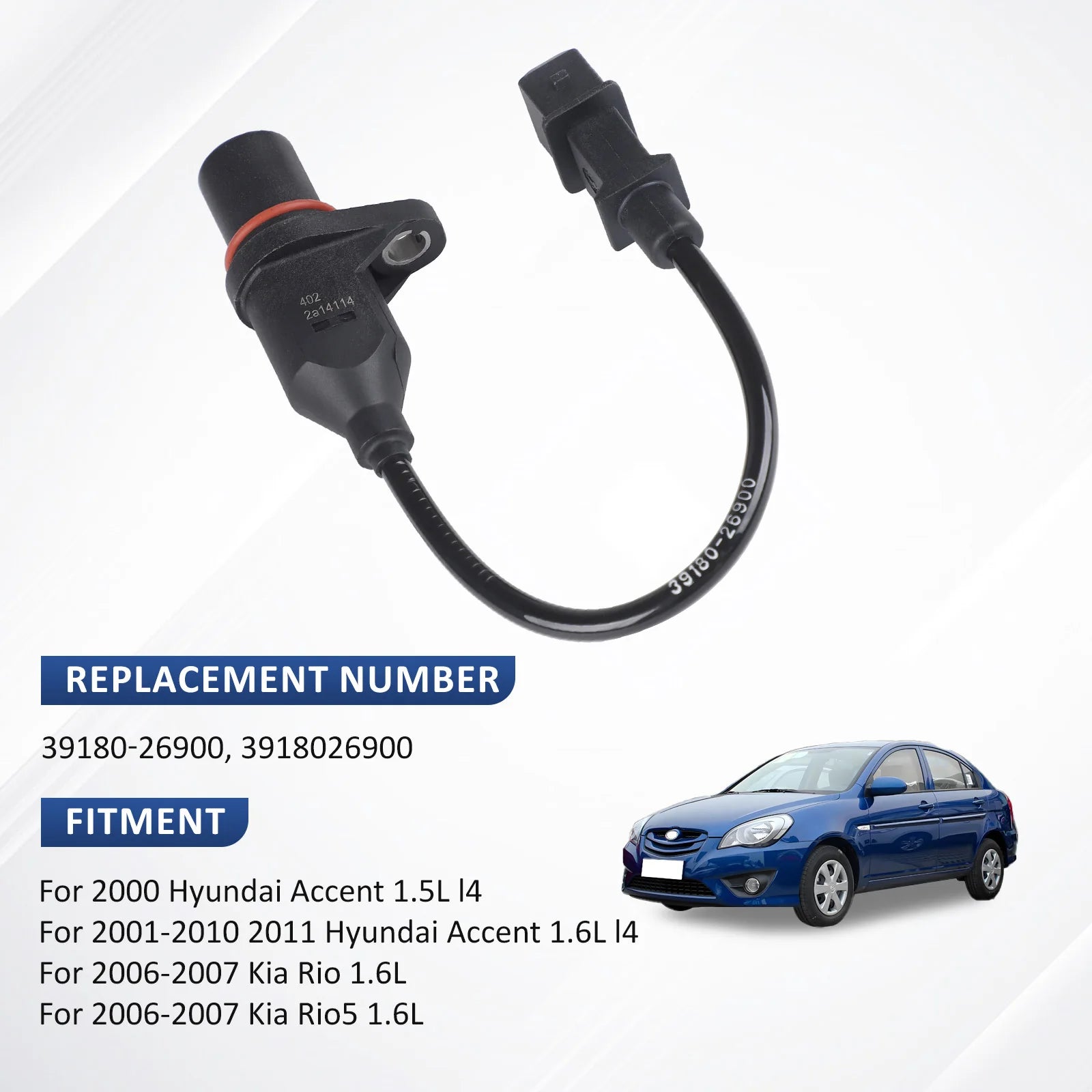 39180-26900 Crankshaft Position Sensor For Hyundai Accent 2000 2001 2002 2003 2004 2005-2011 Kia Rio Rio5 2006-2010 2011 Black