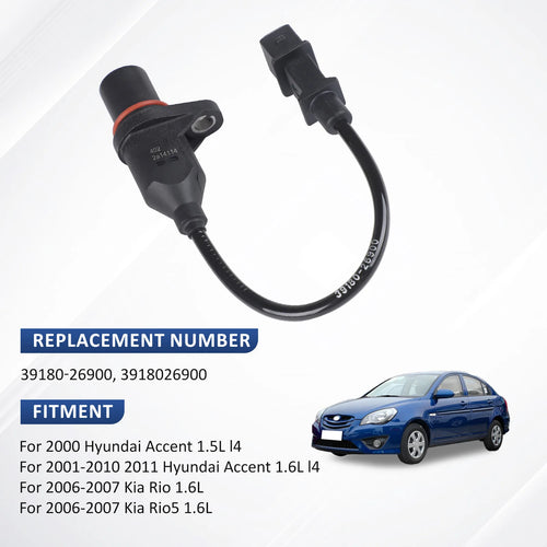 39180-26900 Crankshaft Position Sensor For Hyundai Accent 2000 2001 2002 2003 2004 2005-2011 Kia Rio Rio5 2006-2010 2011 Black