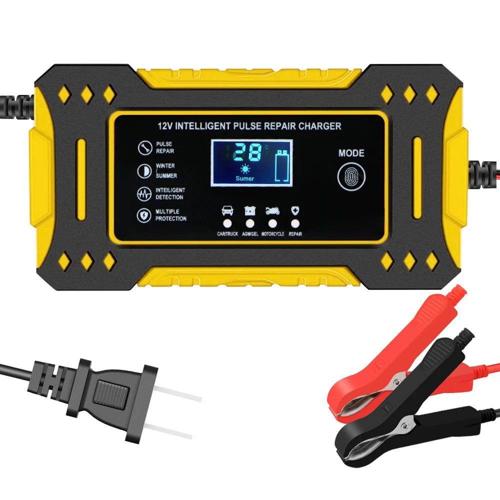 Motorcycle Battery Charger Car Accessories 12V 6A Intelligent Fast Charging 3 Stages Lead Acid AGM GEL Battery-chargers