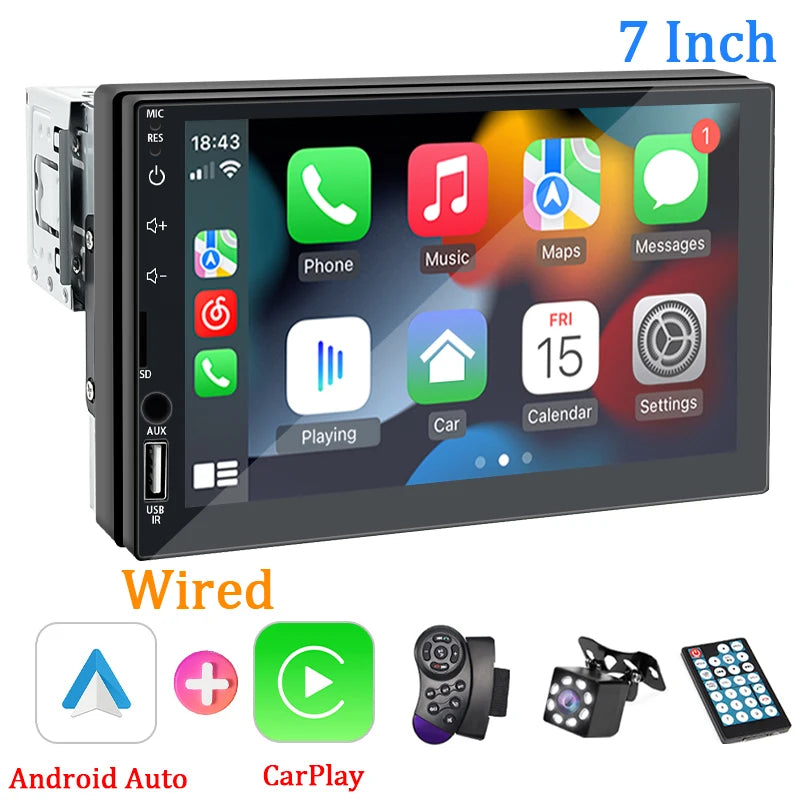 Car Radio 1 Din MP5 Android Auto  CarPlay 7 Inch Universal Autoradio USB TF Camera Bluetooth HD Camera Smart Car Systems