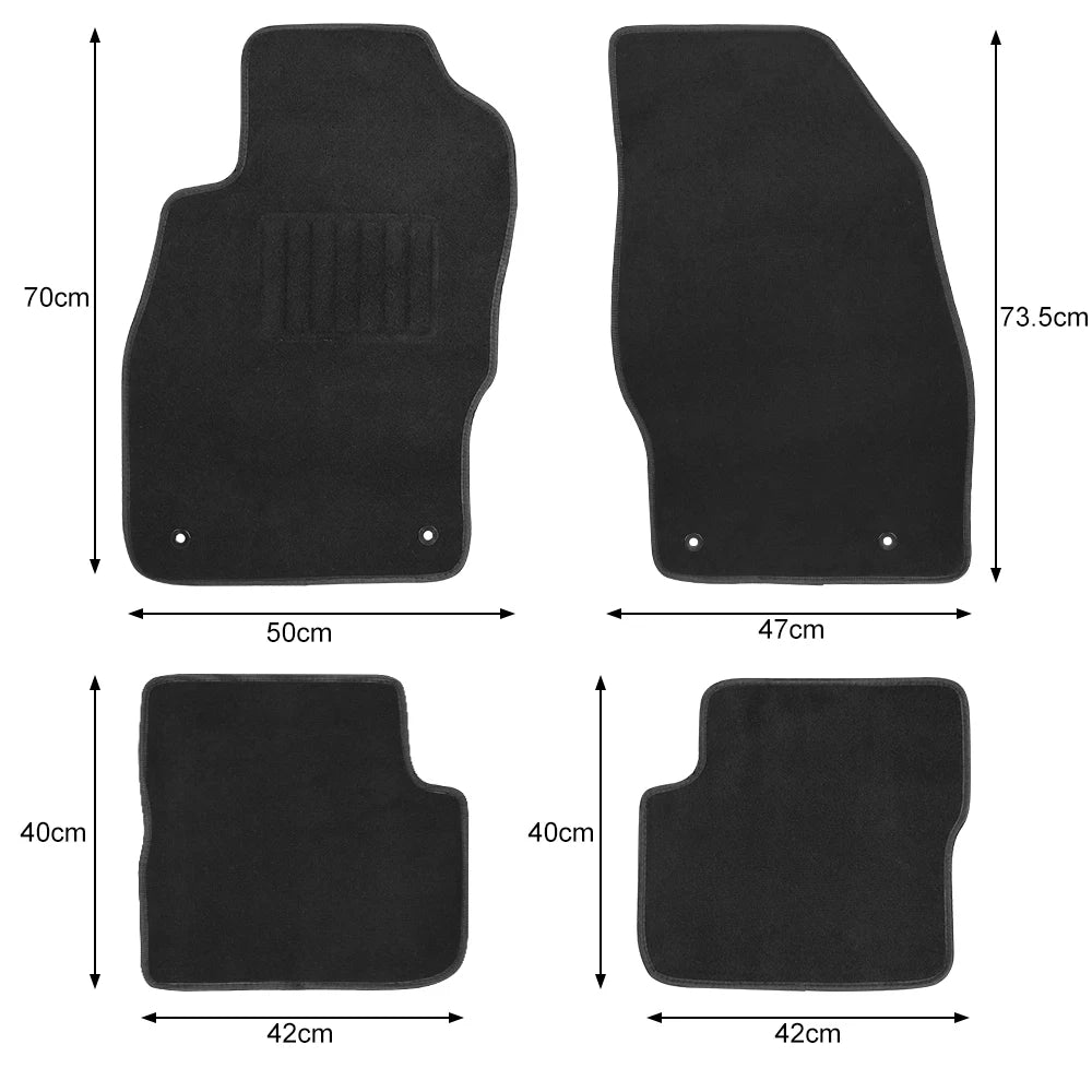 4pcs Set Of Simple New Side Grid Car Floor Mats Easy To Clean Comfortable And Durable For Opel Corsa D Corsa E Velour
