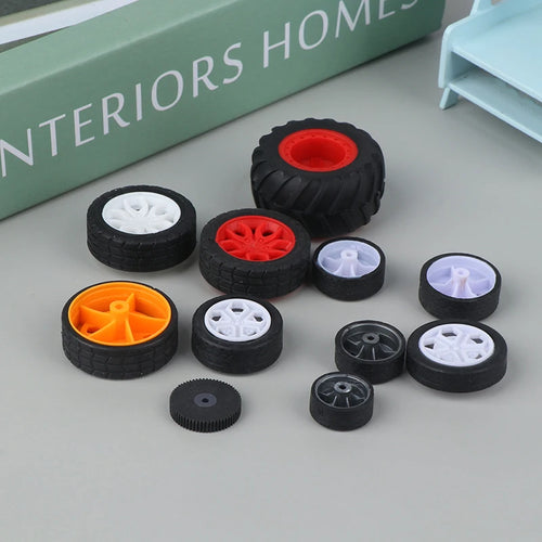10PCS PC Toy Wheel Rubber Rim Tyres DIY Mini Technology 4WD Colorful Tires Hole Dia 2mm 2.5mm 3mm For RC Model Cars Parts