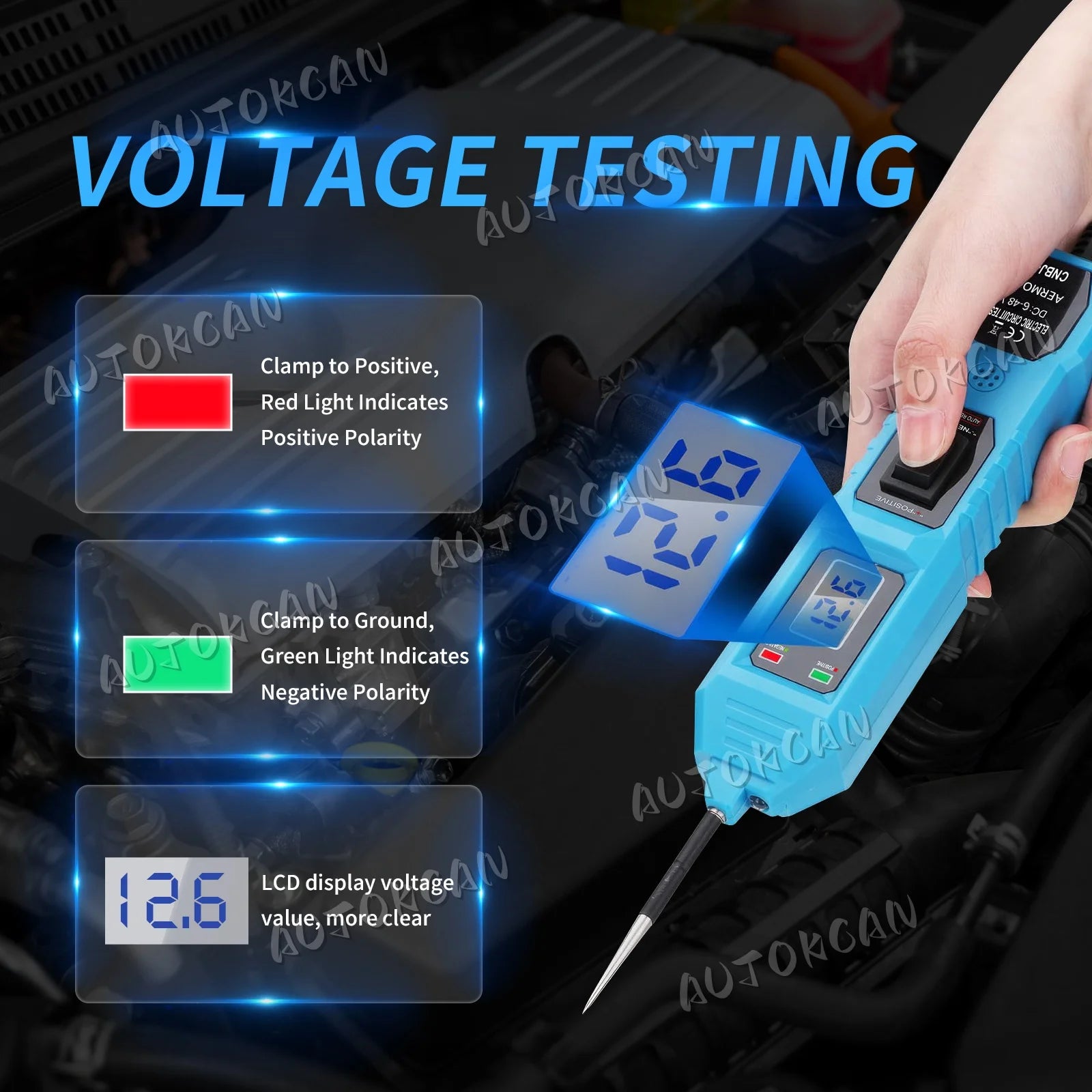 Automotive Electric Circuit Tester 6-48V DC with Led Voltage Display Car Automotive Electrical Systems Diagnostic Tool