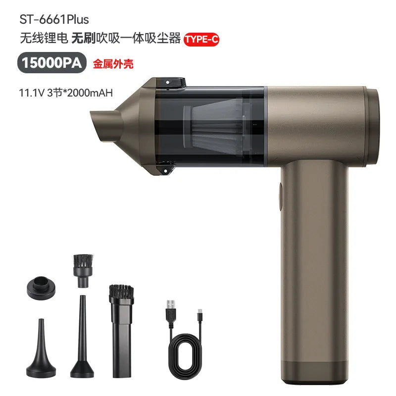 15000Pa Car Vacuum Cleaner Strong Suction Powerful Wireless Portable Car Cleaner for Home Appliance Air Blower Handheld Cordless