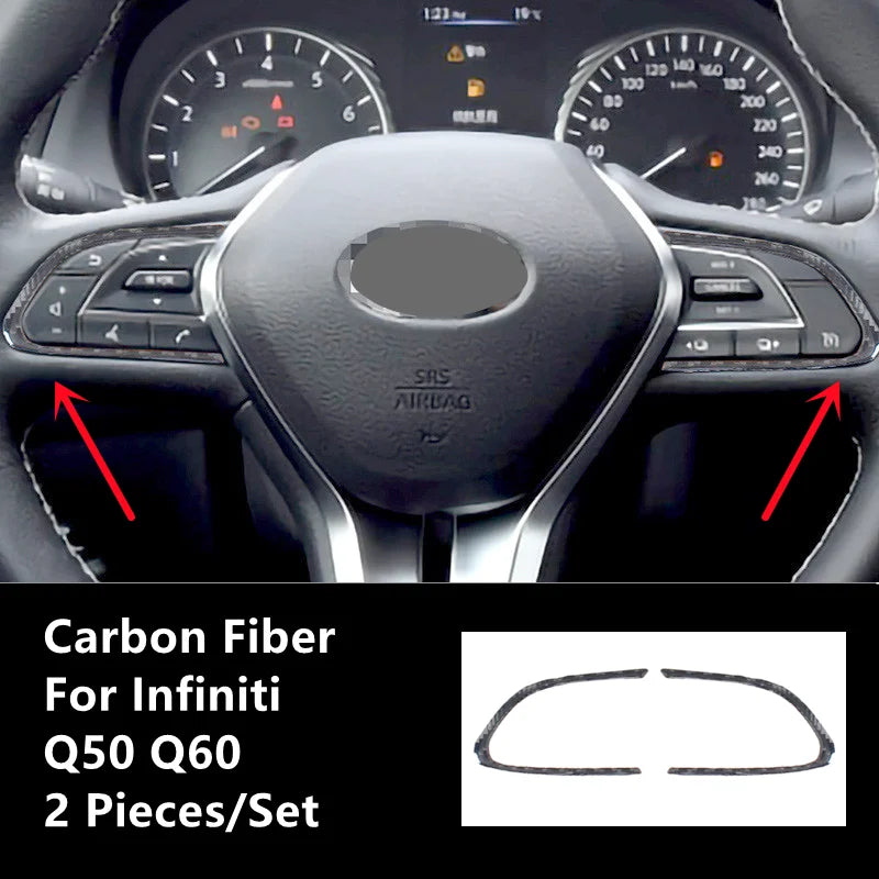 Carbon Fiber Car Interior Modification Cover Trim Strips Decorative Stickers For Infiniti Q50 Q60 Car Styling Inner Accessories