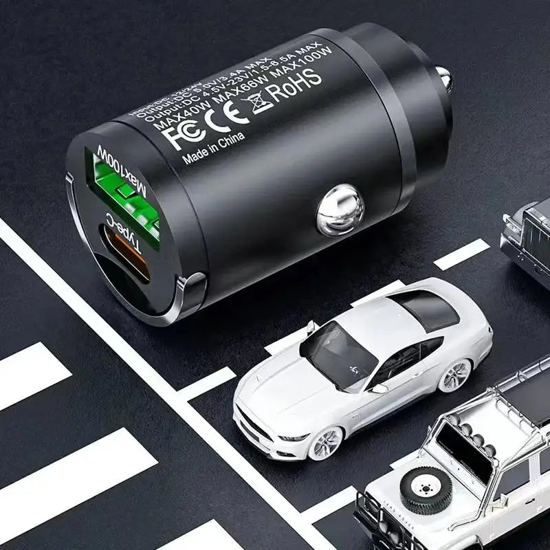 100W 12V-24V USB Mini Car Charger Type C QC3.0 PD Car Chargers Auto Fast Charging Phone Charger Adapter For iPhone Huawei Xiaomi