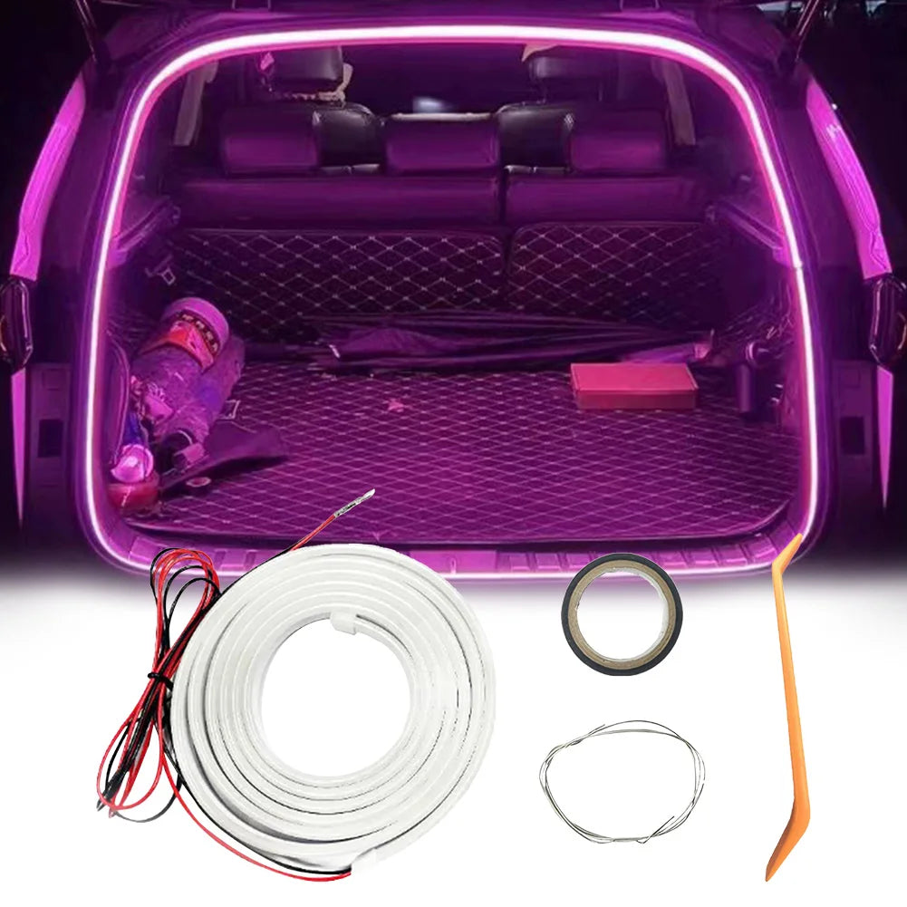 LED Car Trunk Light Strip Car High Brightness Trunk Lighting Ambient Light Interior Decor No Drilling Automatic Tail Box Light