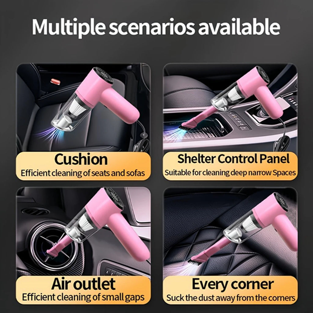 Pink Car Vacuum Cleaner 38000Pa Super Suction Super High Power Wet And Dry Cleaning Cat Hair Pet Hair Portable Mini-handheld
