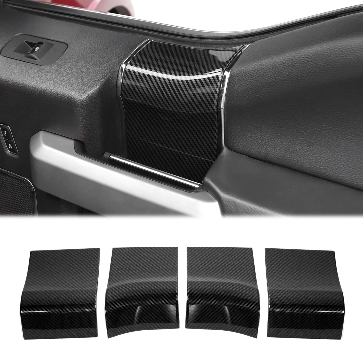 Hoolcar Interior Door Handle Panel Trim ABS Cover Accessories for 2015-2020 Ford F150, Carbon Fiber