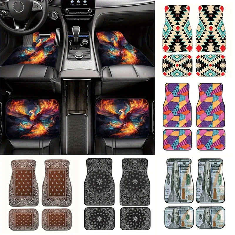 4PCS/Set Car Floor Mats Car Floor Protector Bohemia Carpet Rugs Universal Auto Foot Pad Set Auto Accessories Car Decoration