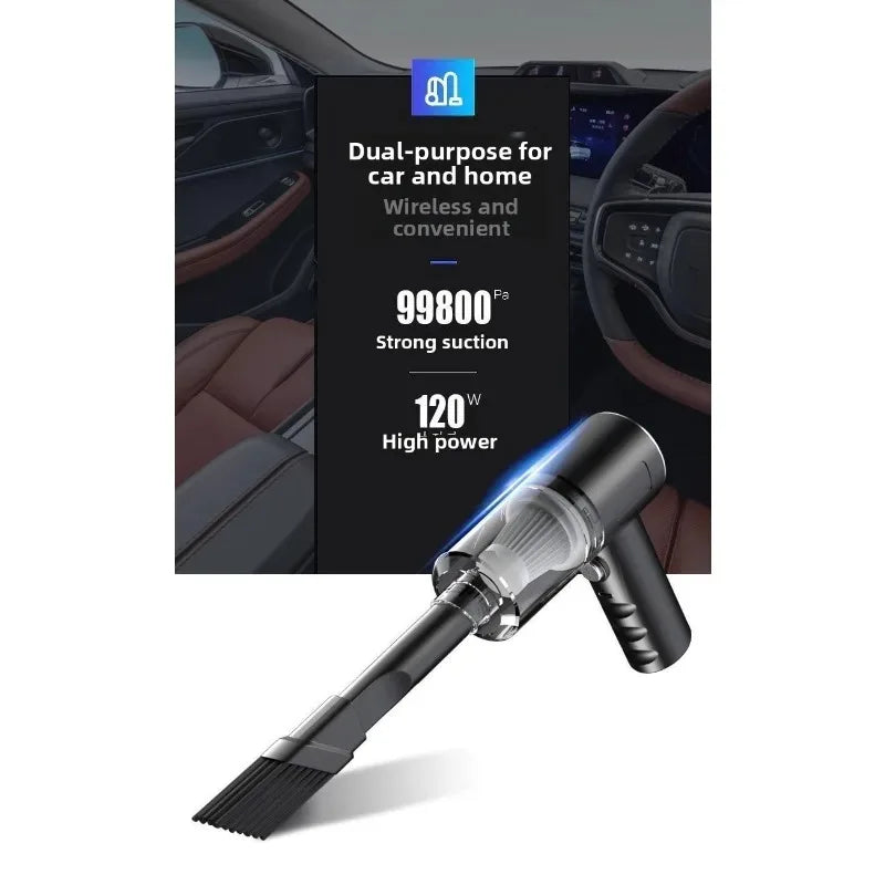 High Power Powerful Vacuum Car 120WCleaner Black and  Wireless Vacuum Cleaner Dual Use for Home