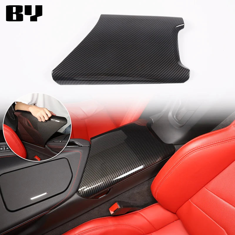 For Chevrolet Corvette C8 2020-2024 Car Accessory ABS Carbon Fiber Car Console Gear Shift Panel Cover door armrest Trim Sticker