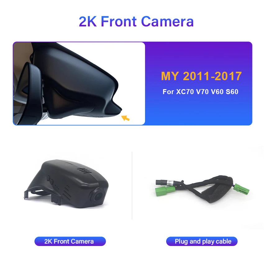 Dash Cam 4K For Volvo XC70 V70 V60 S60 2011-2017 Car DVR Dashcam Camera Video Recorder,Car Accessories