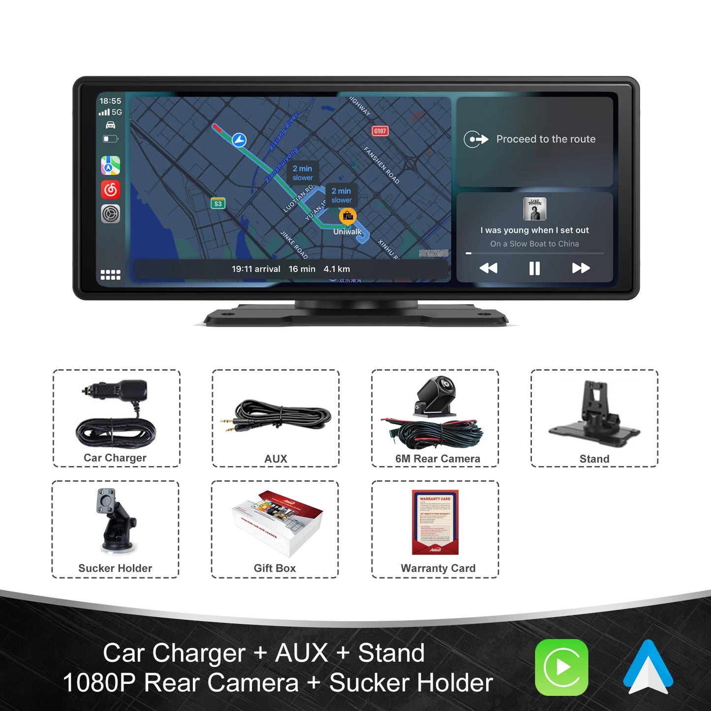 New Trend 10.26 Inch Carplay Android Auto Smart Screen  Built In 5G Hz WiFi BT Support BT Audio Airplay Miracast Car Dashboard