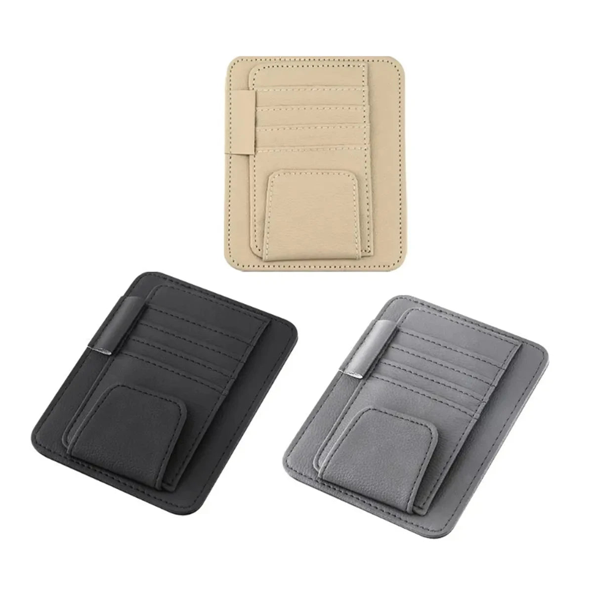 Car Sun Visor Organizer Multi-Pocket Business Card Storage Management Sunglasses Holder Visor Accessories Auto Interior