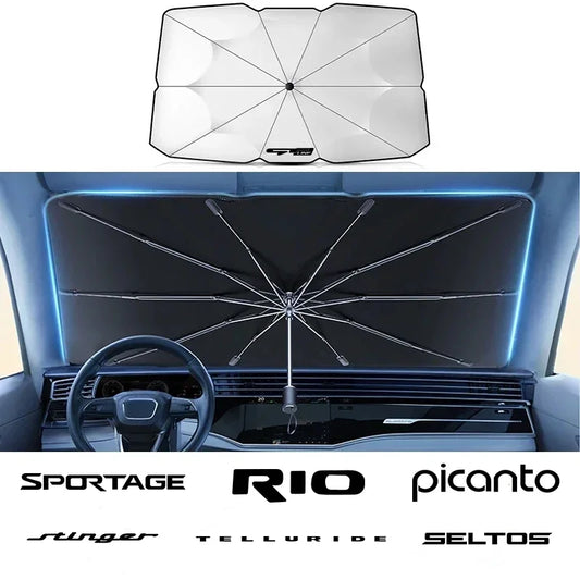 For Kia K2 K3 K4 K5 EV6 Sportage Picanto Proceed Xceed Ceed Rio Seltos Carens Car Windshield Sun Shade UV Ray Reflector Umbrella