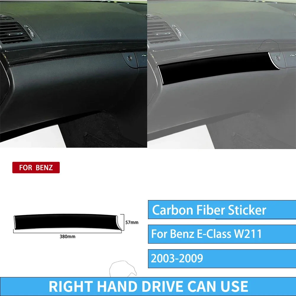 For Mercedes W211 E Class Accessories Interior 2003-2009 Co-pilot Storage  Speedometer Headlight Dashboard Stickers Piano Black